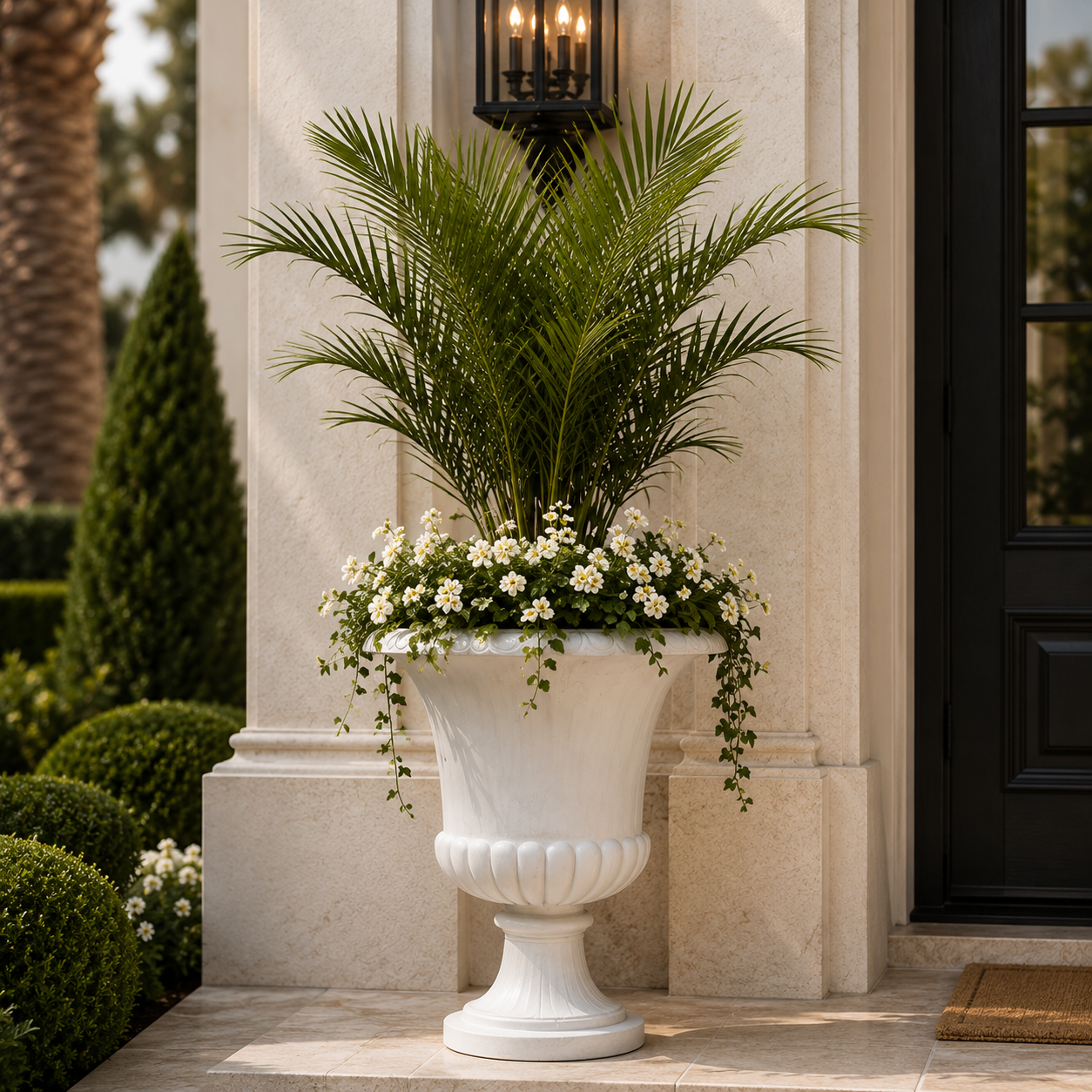Klavdia Classical Pedestal Urn Planter with Decorative Rim
