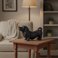 Polyresin Dog Figurine Antique Black-10.00"H