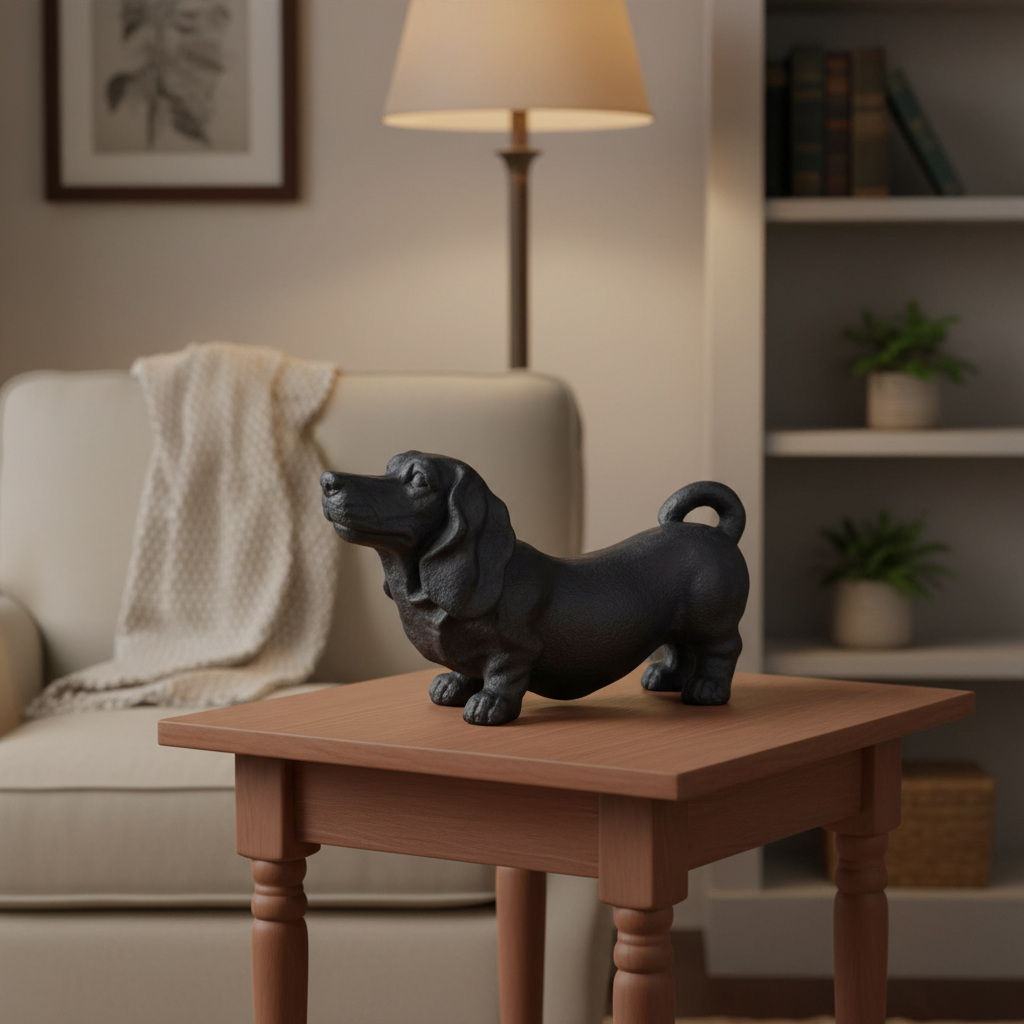 Polyresin Dog Figurine Antique Black-10.00"H
