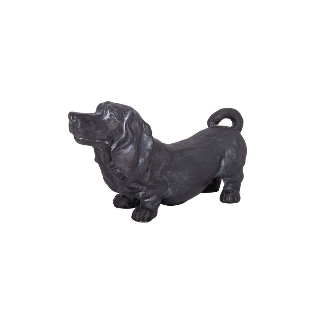 Polyresin Dog Figurine Antique Black-10.00"H