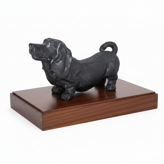 Polyresin Dog Figurine Antique Black-10.00"H