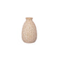 A black ceramic vase with a textured surface on a white background.
