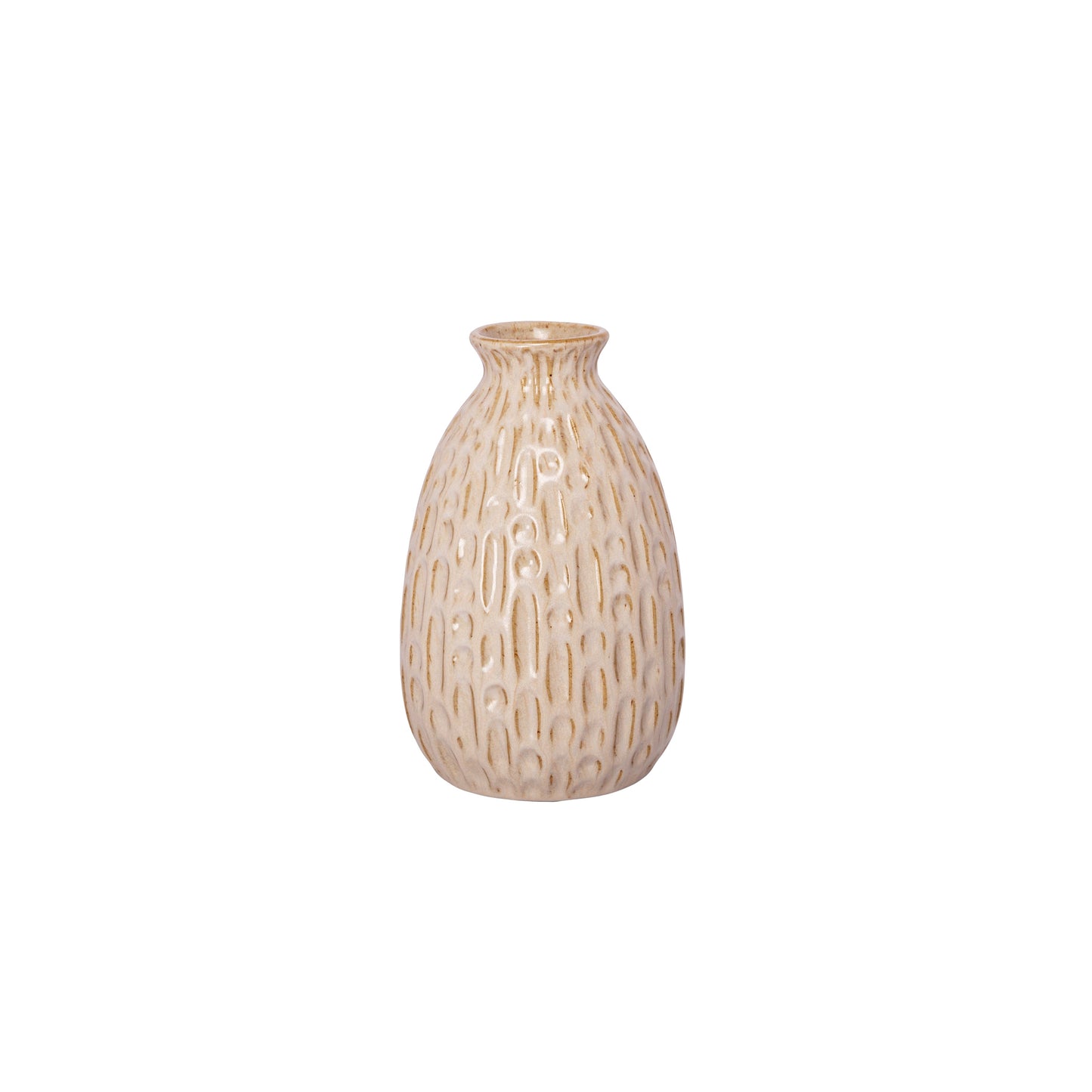 A black ceramic vase with a textured surface on a white background.