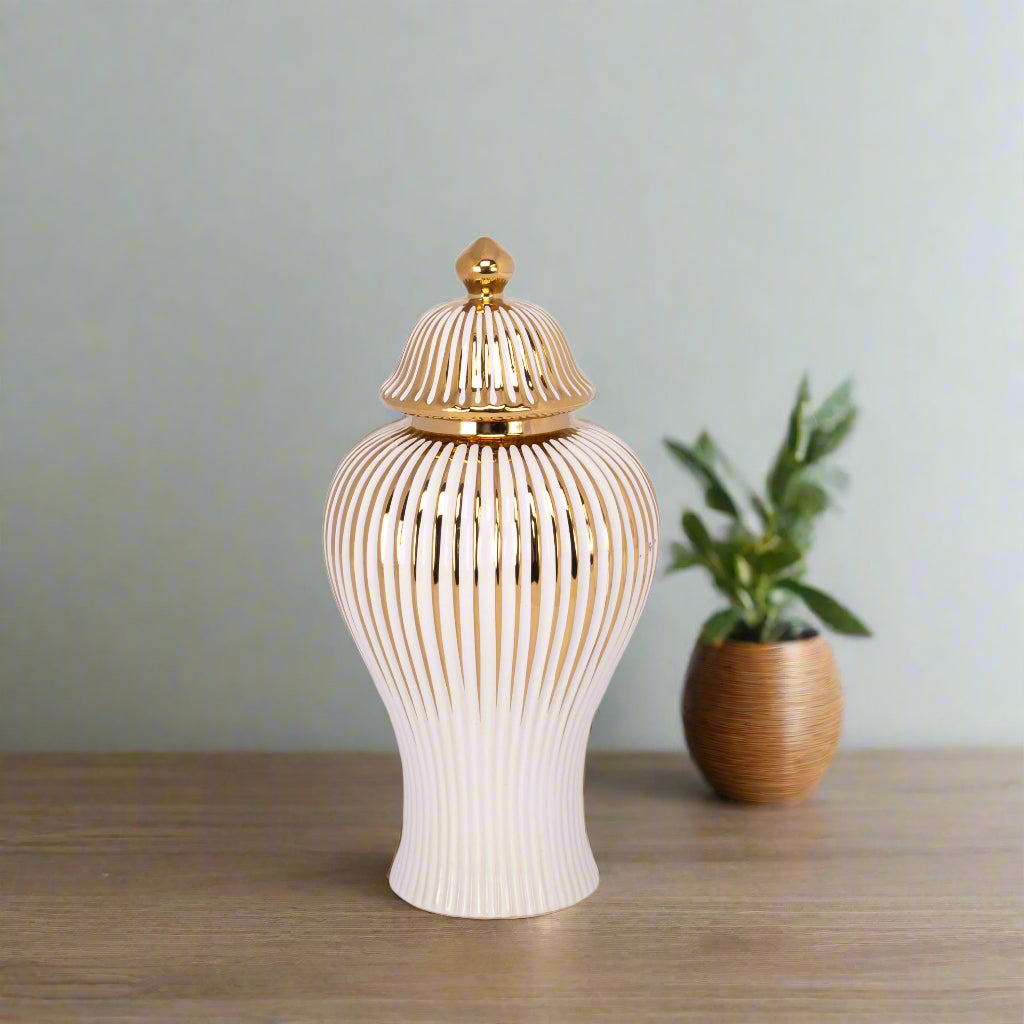 Aurelian Ceramic Bellied Temple Jar with Lid