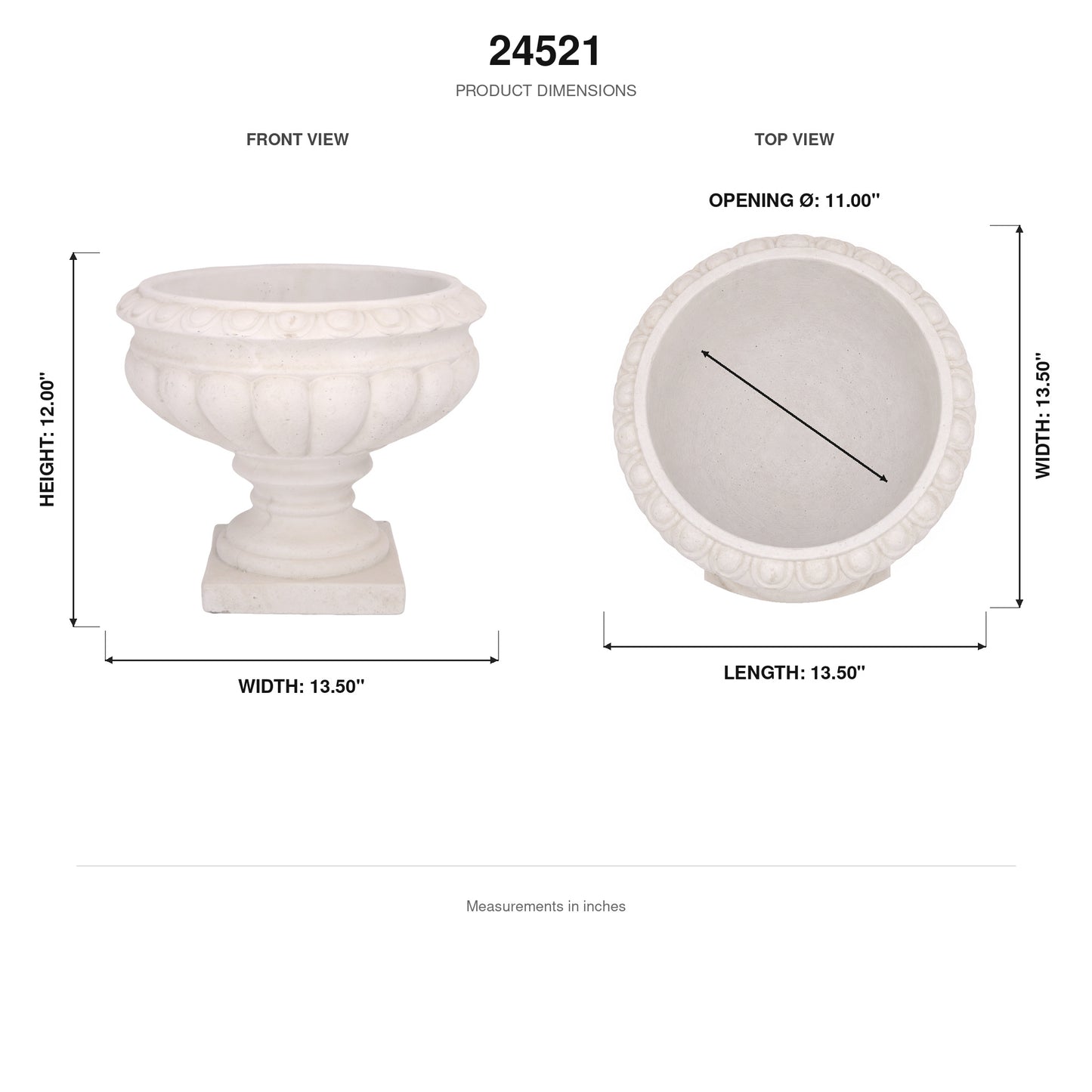 Niomie Cement Low Classic Urn Vase with Tapered Bottom