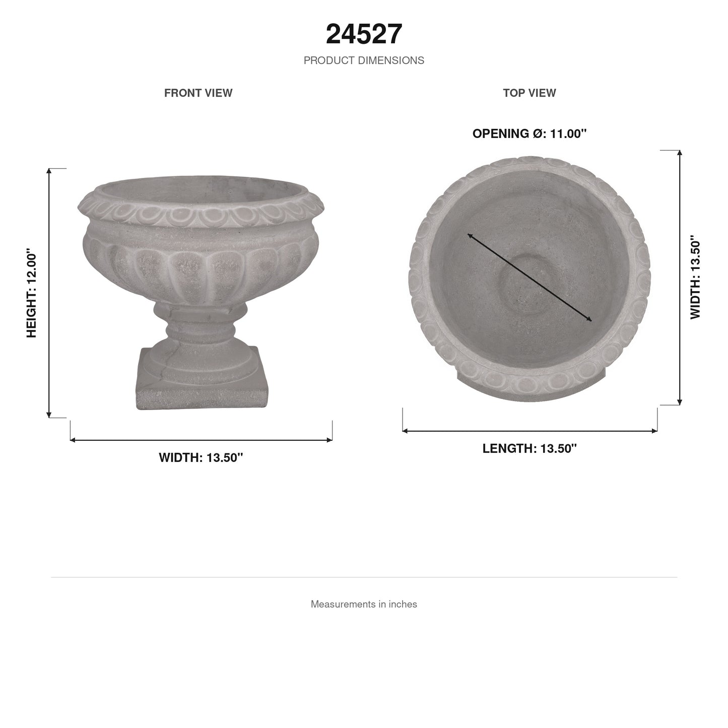 Pavion Low Classic Cement Urn Vase