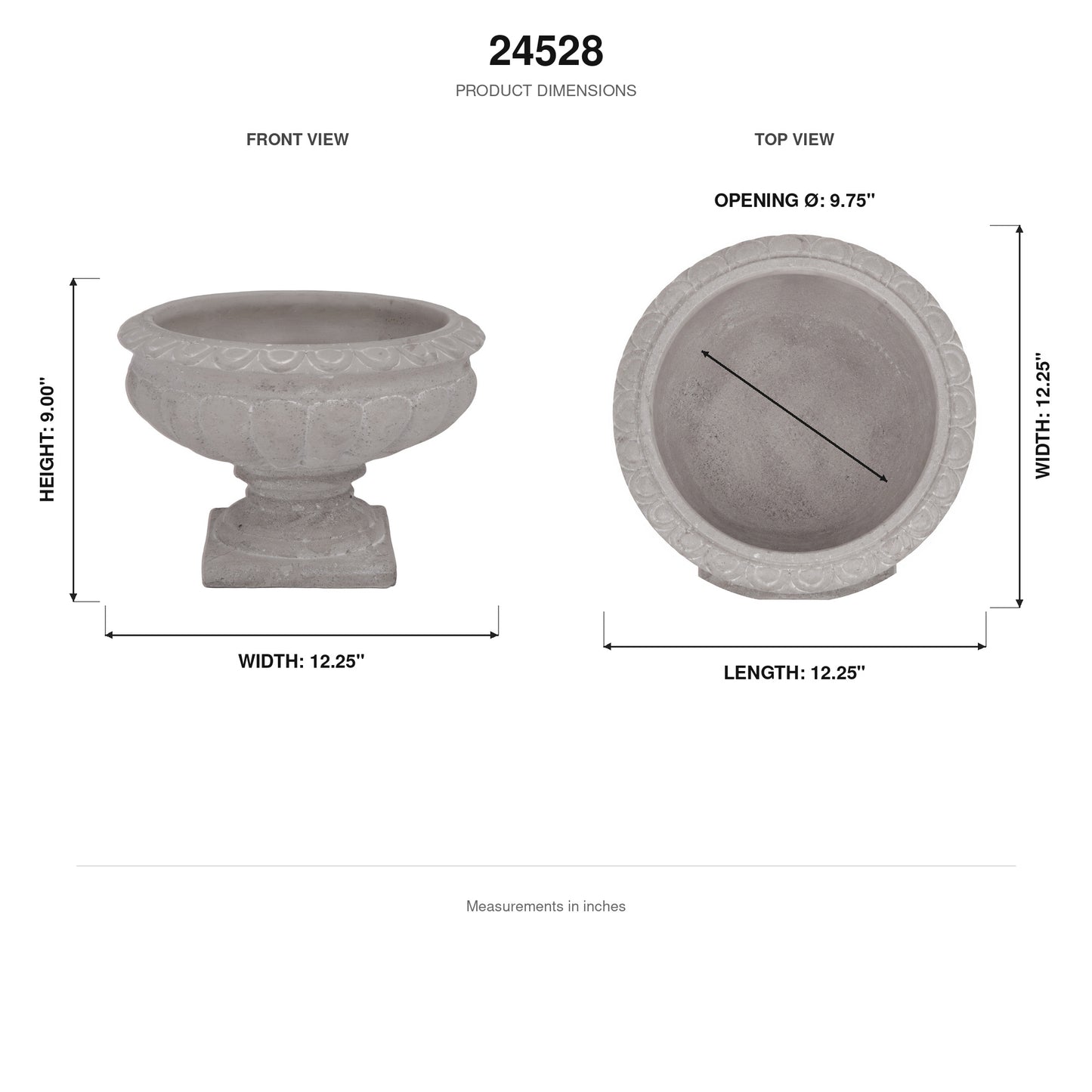 Pavion Low Classic Cement Urn Vase