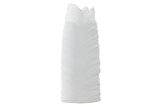 Ceramic Tall Oval Vase Matte Finish White