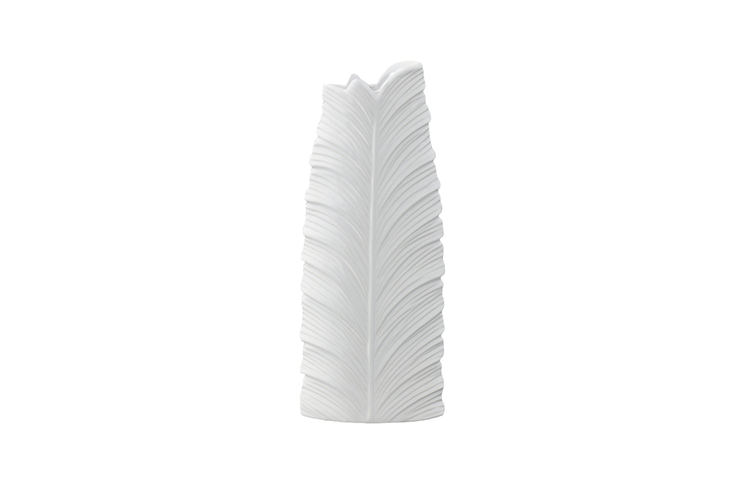 Ceramic Tall Oval Vase Matte Finish White