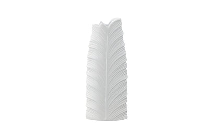 Ceramic Tall Oval Vase Matte Finish White