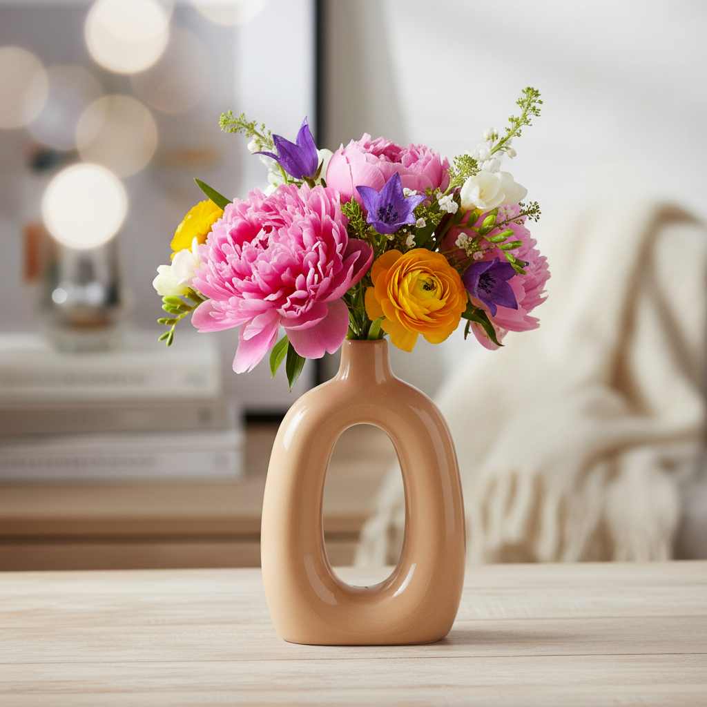 Liana Ceramic Oval Ring Vase
