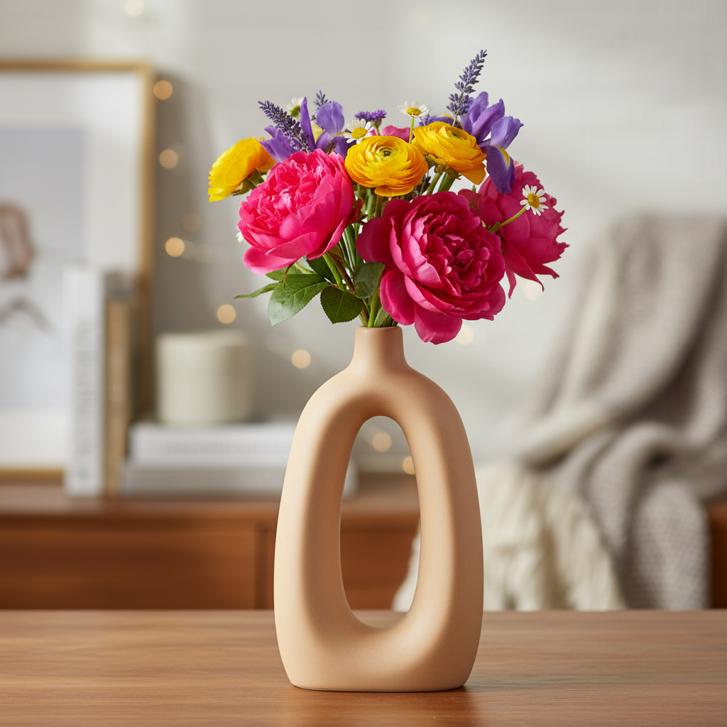 Liana Ceramic Oval Ring Vase