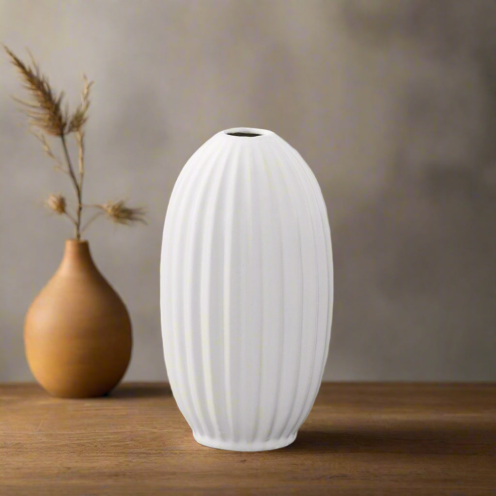 Fenton Embossed Column Ceramic Vase