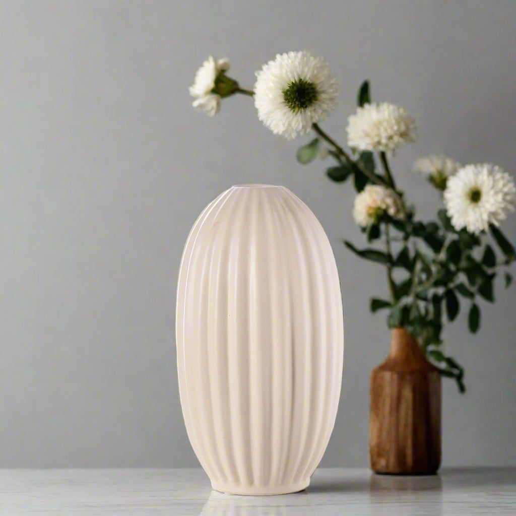 Fenton Embossed Column Ceramic Vase