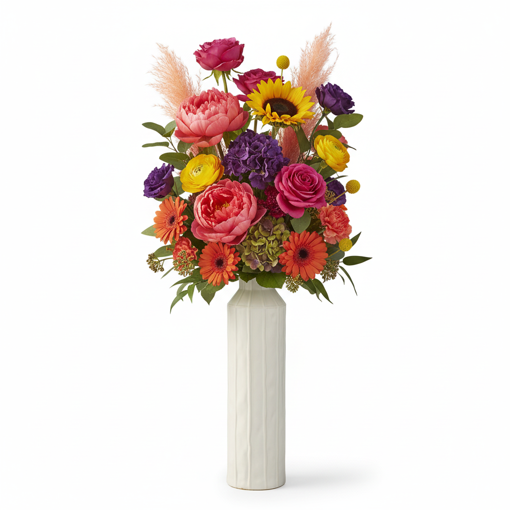 Daven Embossed Column Ceramic Urn Vase