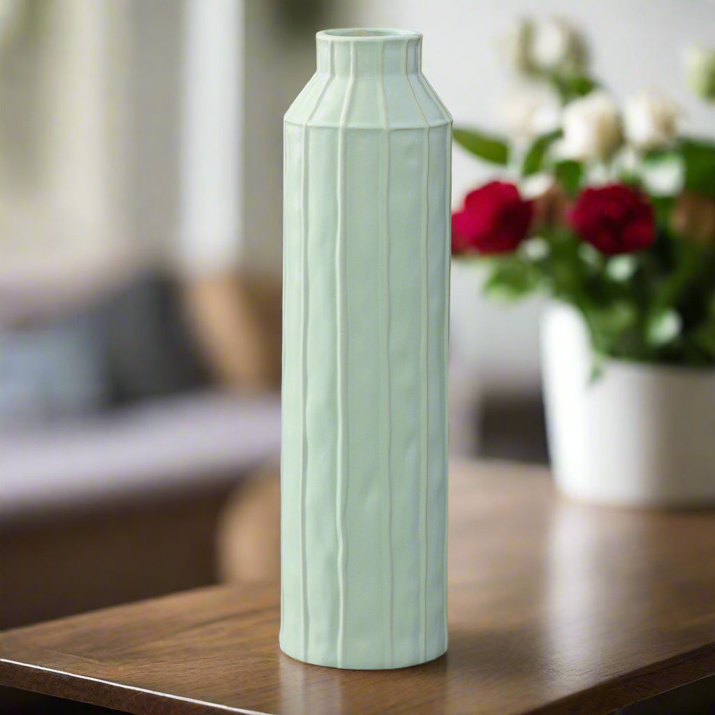 Daven Embossed Column Ceramic Urn Vase