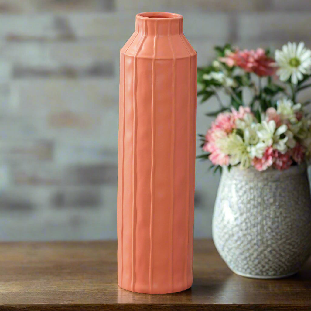Daven Embossed Column Ceramic Urn Vase