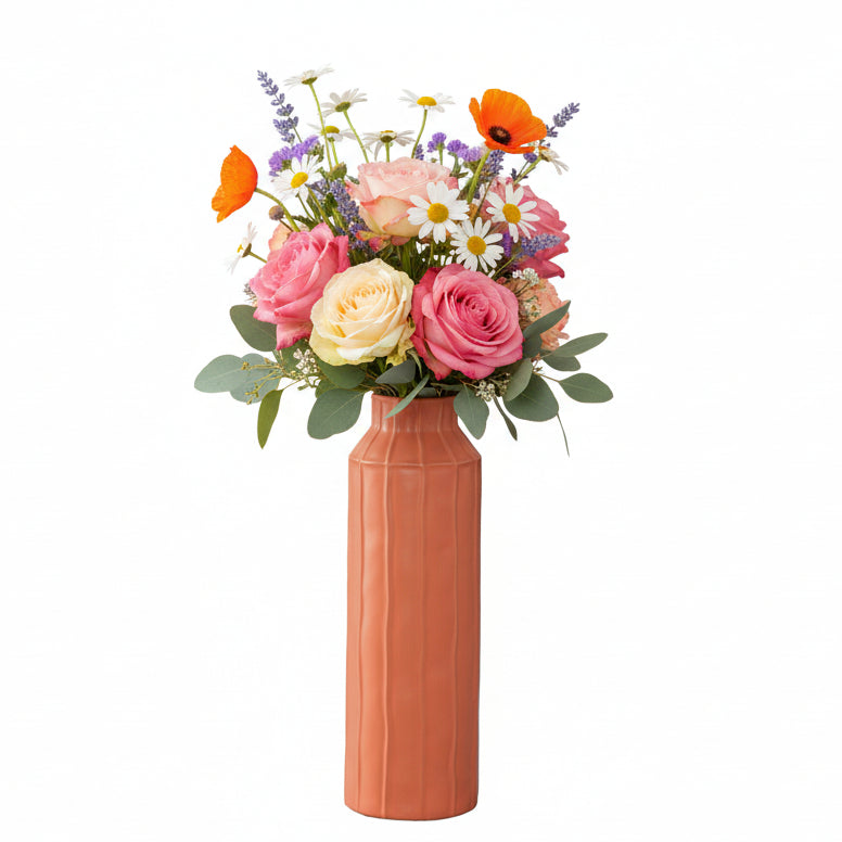 Daven Embossed Column Ceramic Urn Vase