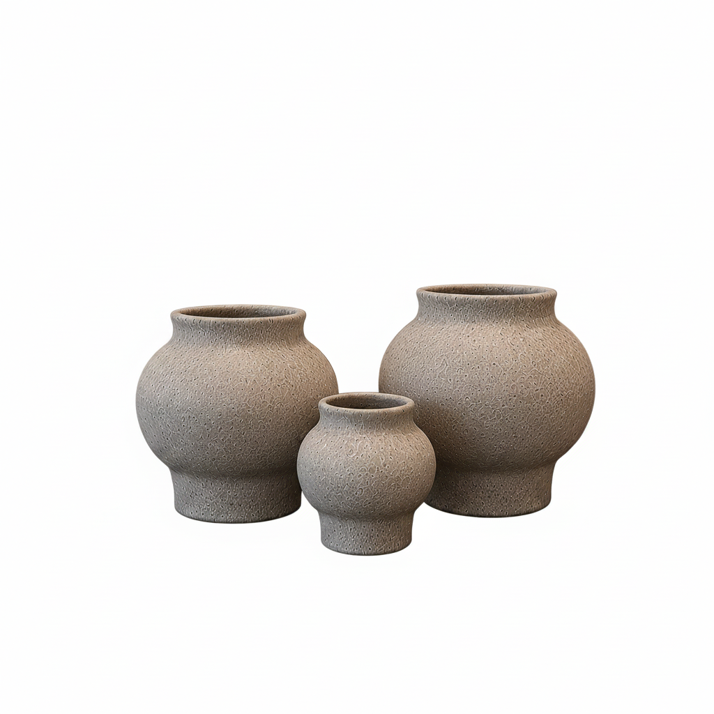 Talia Textured Bulbous Terracotta Vase