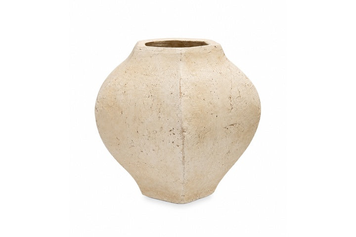 Prestyn Handcrafted Faceted Terracotta Vase with Sculptural Form