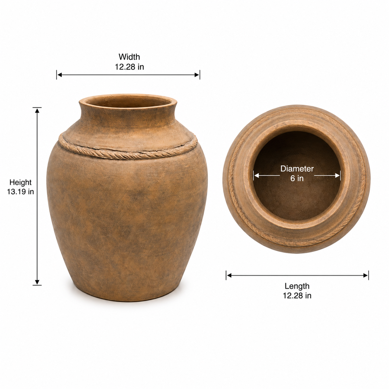 Adele Artisan Terracotta Vase with Braided Accent Detail