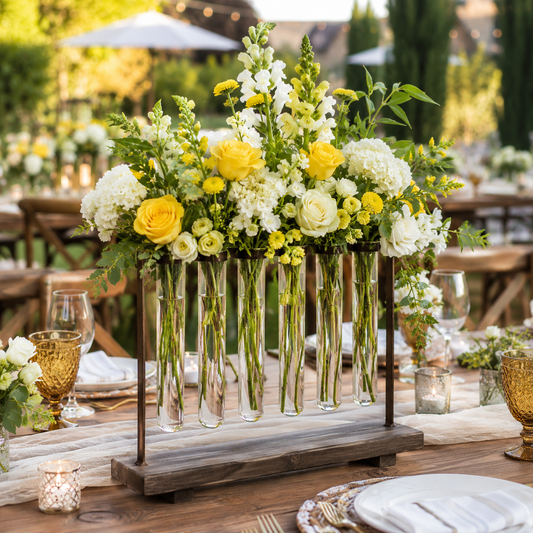 Jaelyn Metal Clustered Hanging Bud Vase Holder with Glass Tubes
