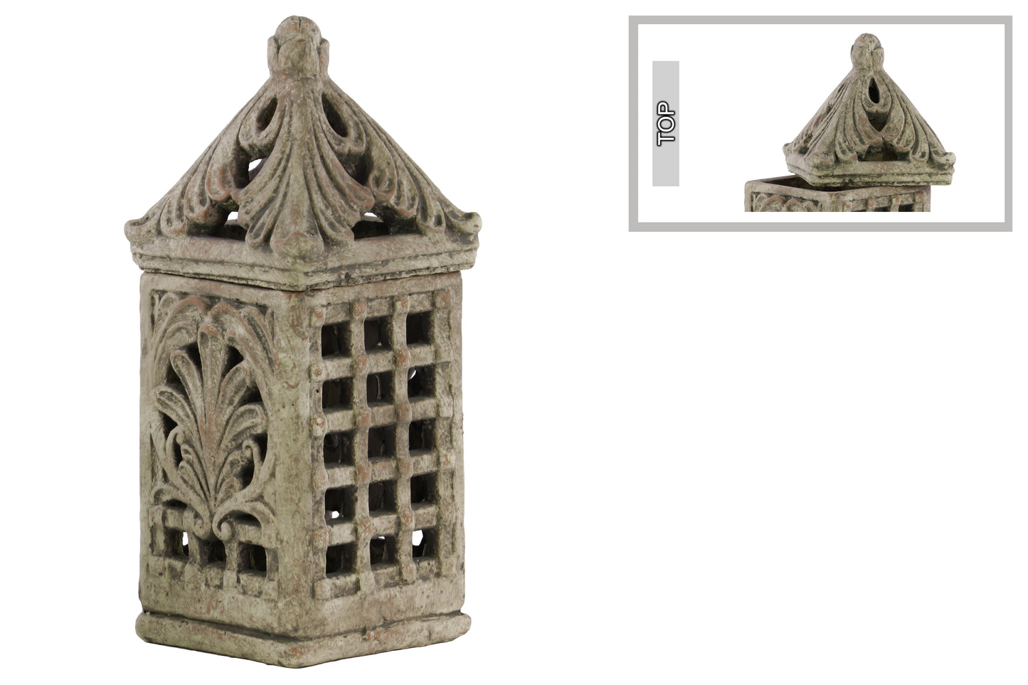 Terracotta  Square Lantern Distressed Finish Gray