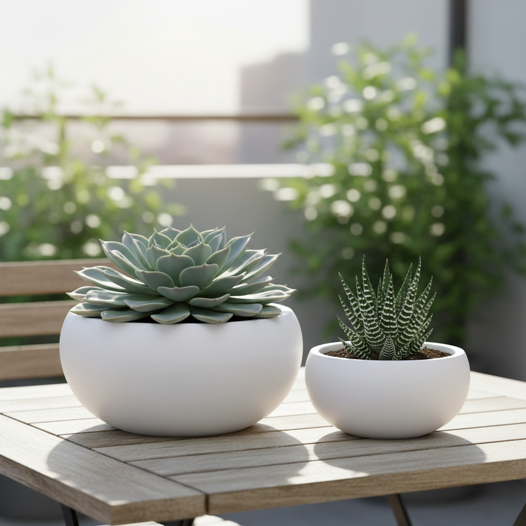 Nia Fiberglass Bowl Planter Set (Set of 2)