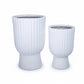 Xena Fluted Pedestal Fiberglass Planter Set (Set of 2)