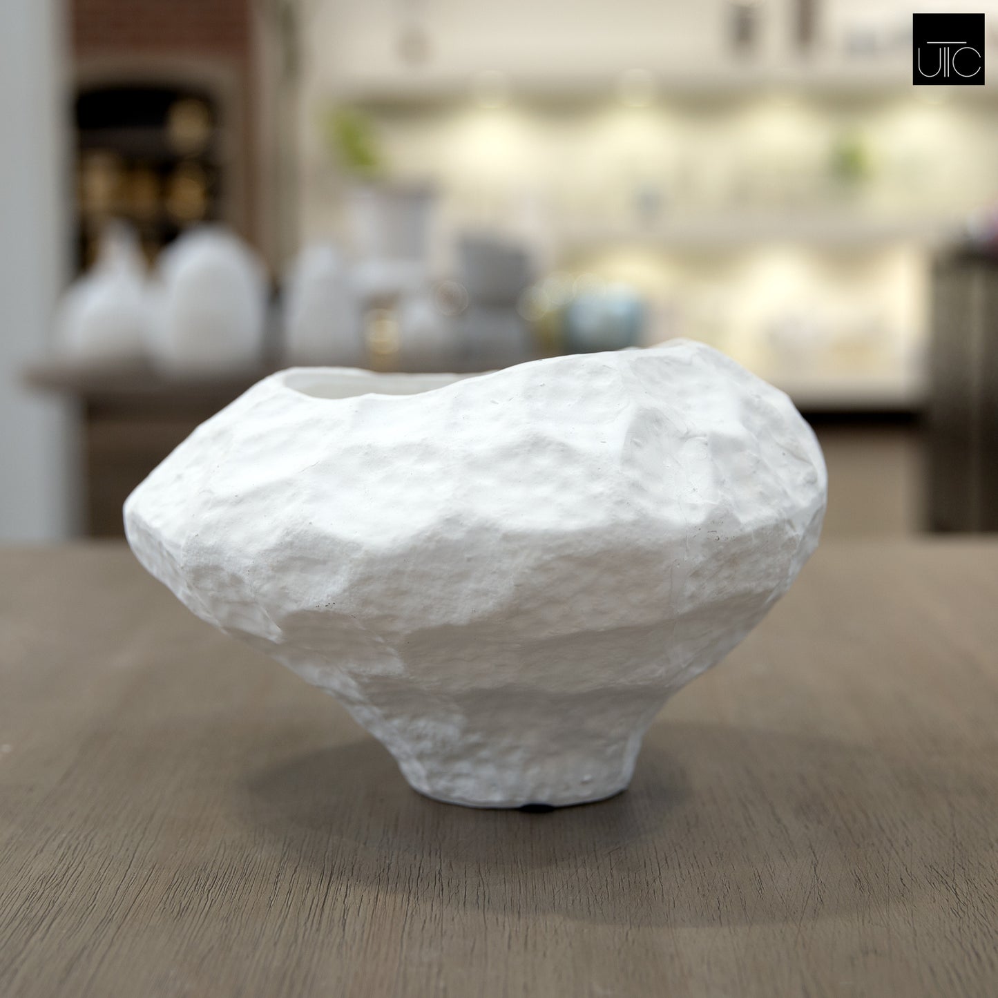 Lana Faceted Ovoid Cement Vase