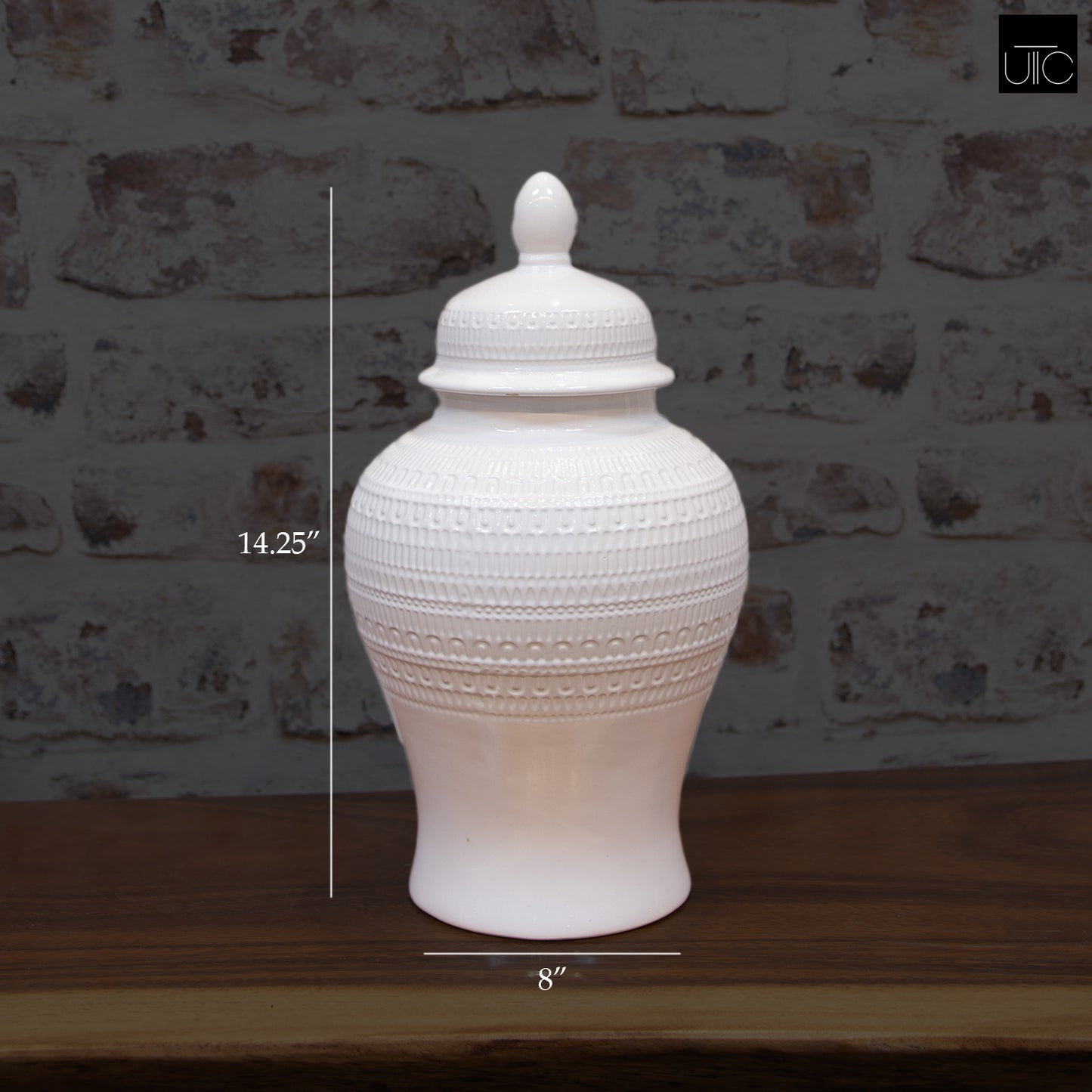 Embossed White Temple Jars