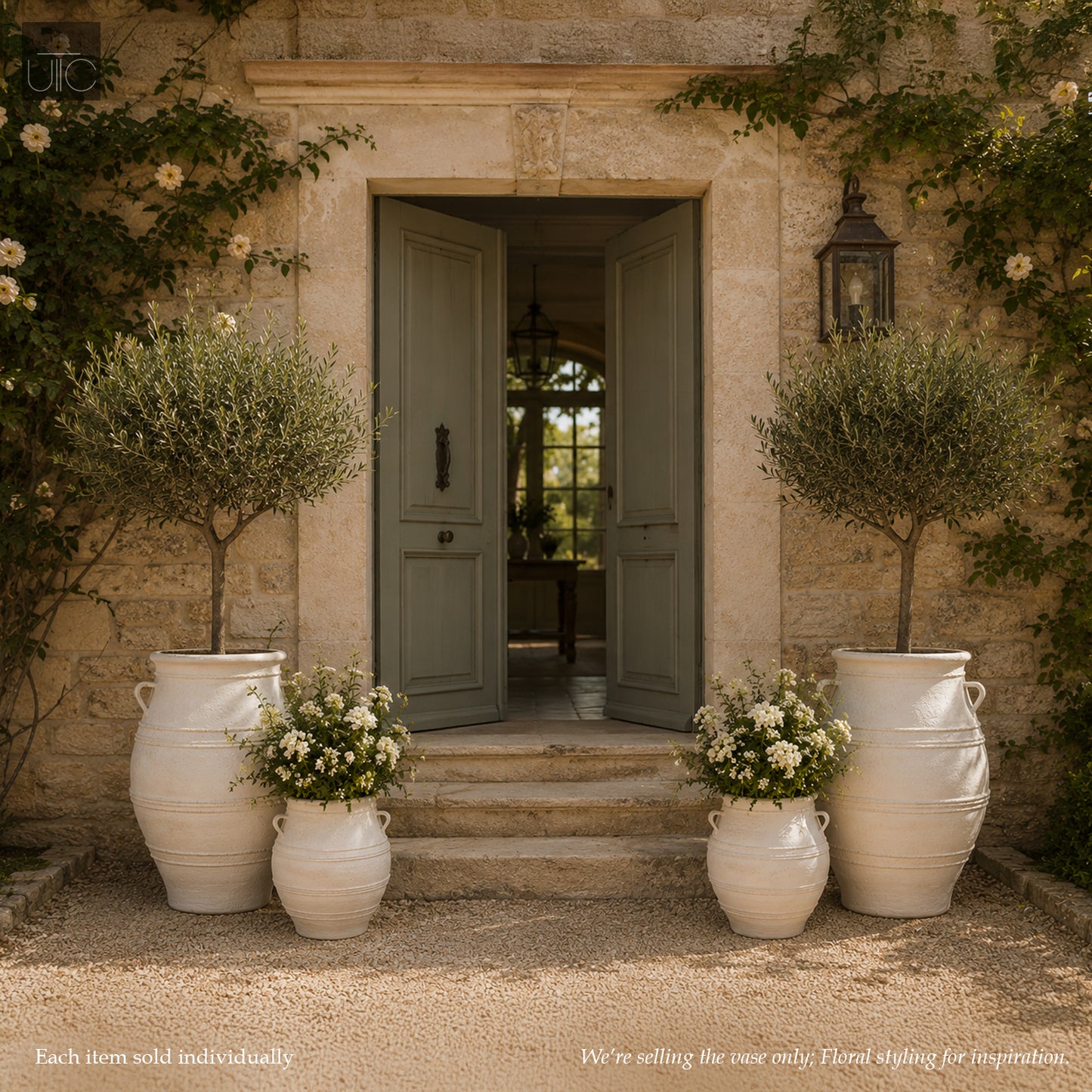 Arina Bulbous Amphora Planter with Loop Handles