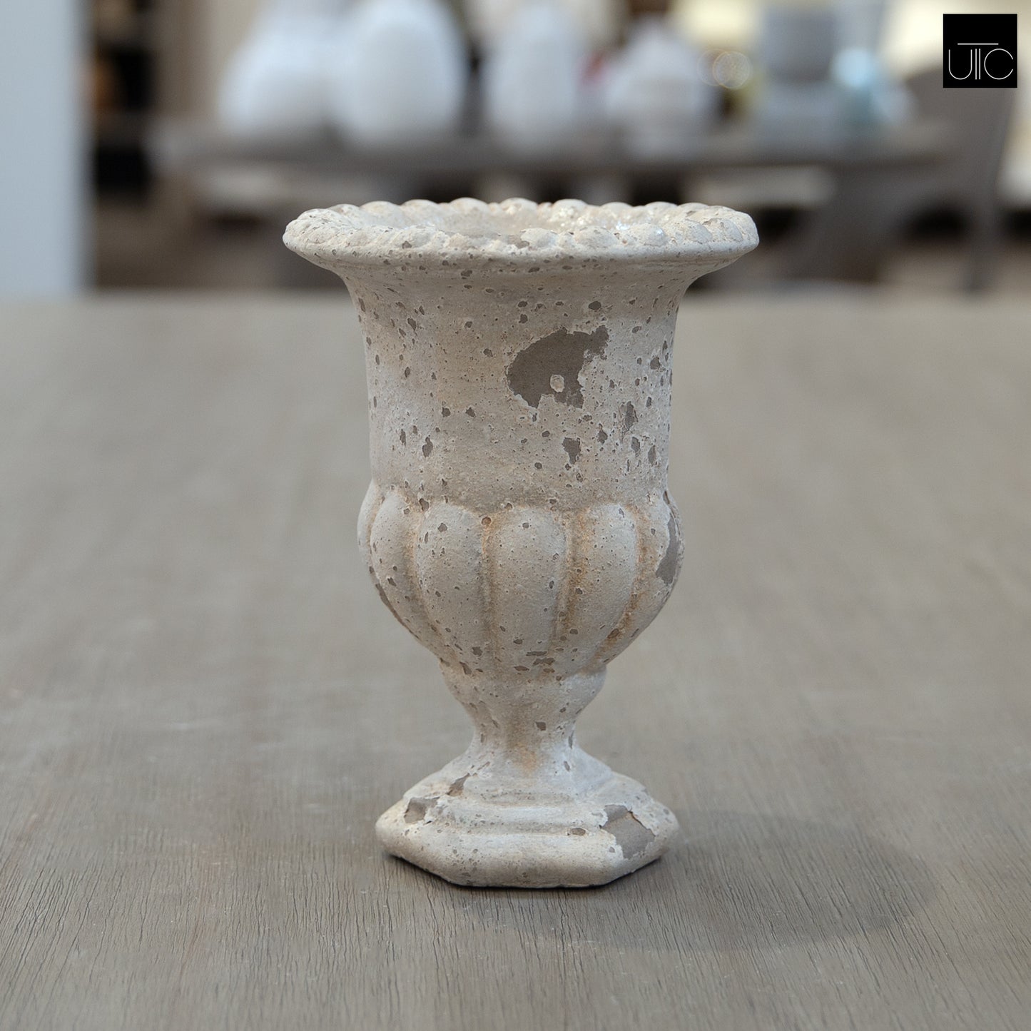 Evgeny Fluted Pedestal Urn Planter with Petal Rim