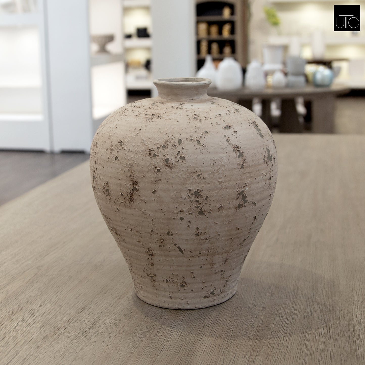 Lilya Weathered Ovoid Cement Vase