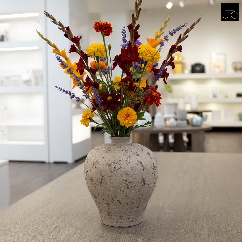 Lilya Weathered Ovoid Cement Vase
