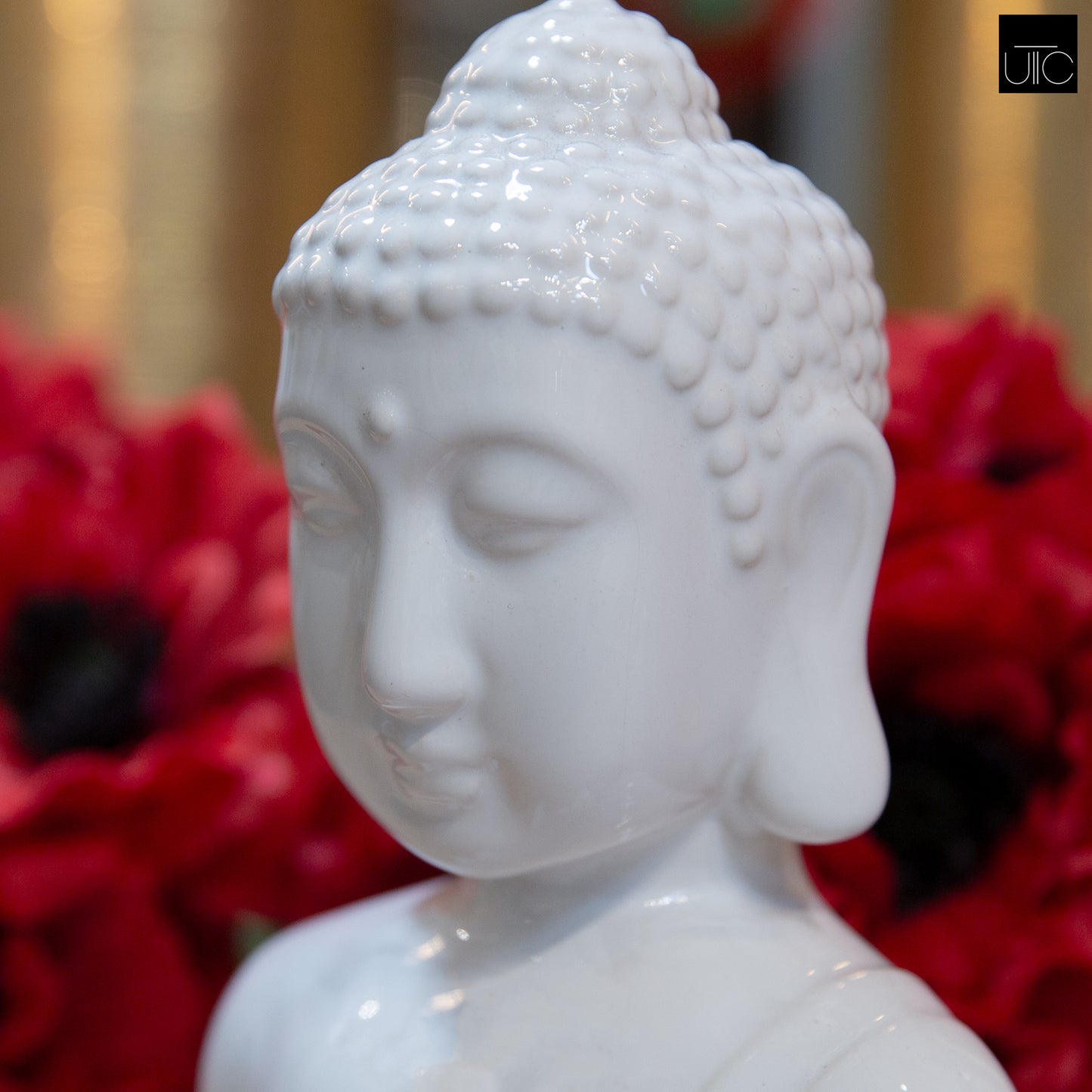 Sienna Ceramic Meditating Buddha Figurine in Anjali Mudra