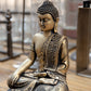 Deirdre Cement Meditating Buddha Figurine in Bhumisparsha Mudra with Shoulder Sash on Base