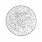 A circular metal wall art with a geometric abstract lines design in a metallic finish, predominantly gold in color.