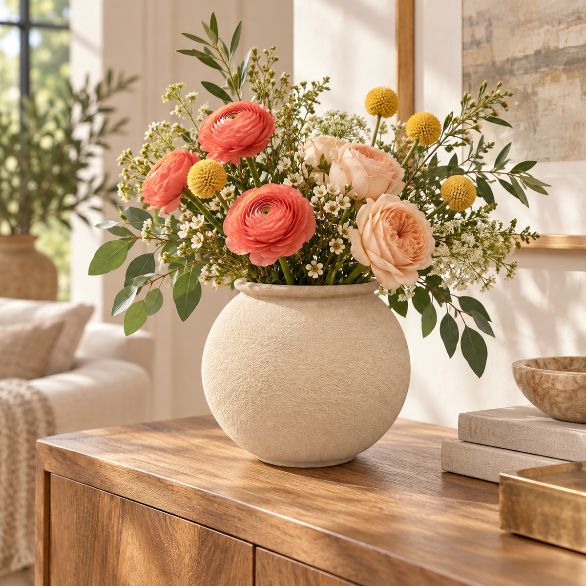 Molly Rolled-Rim Ceramic Vase