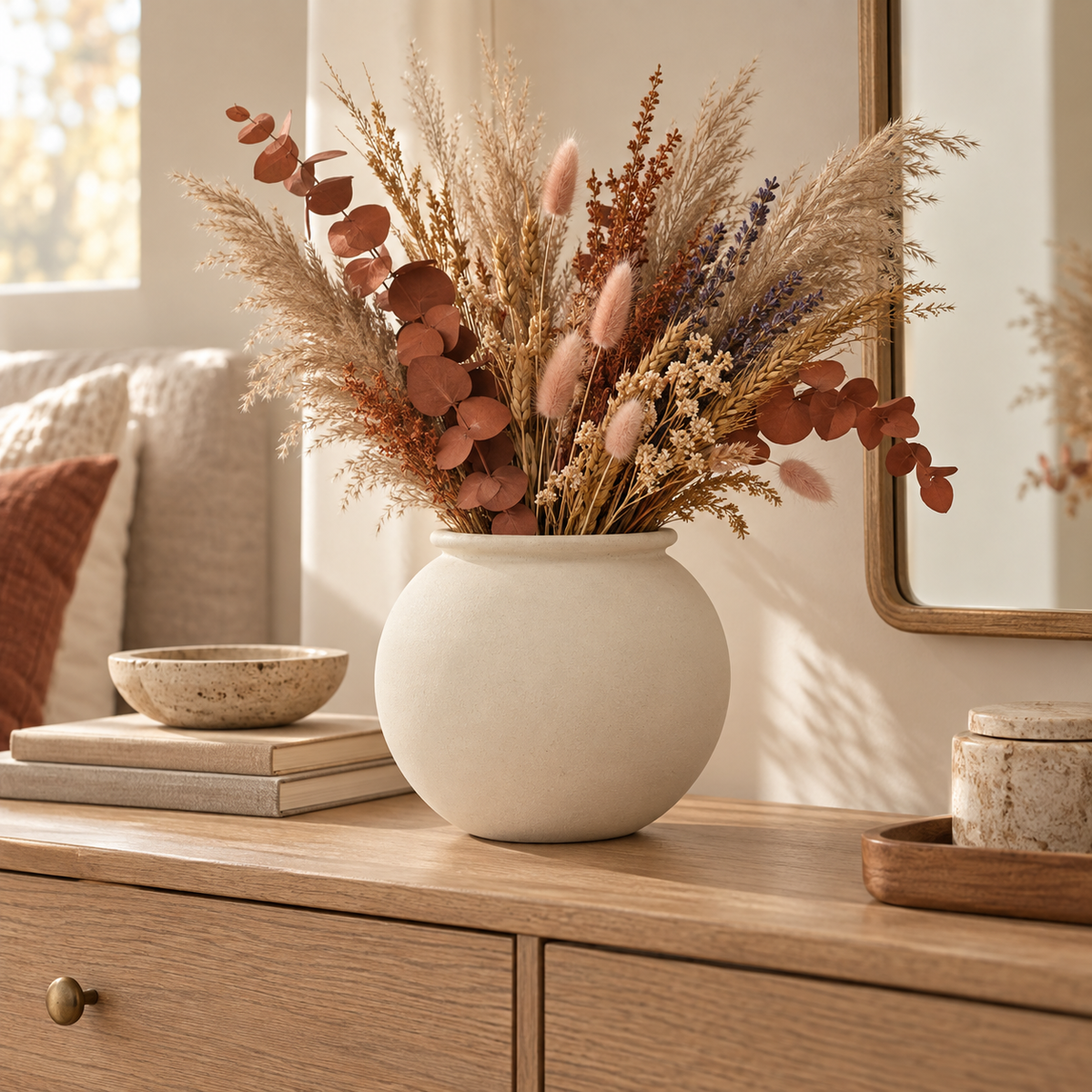 Olive Spherical Ceramic Vase