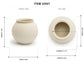 A product dimension diagram showing a round ceramic pot from the front and top views with labeled measurements: height 7.50 inches, width 8.