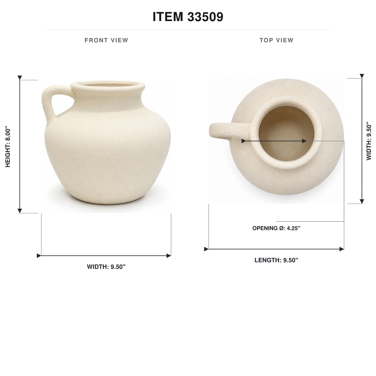 Yona Bellied Ceramic Vase with Single Loop Handle
