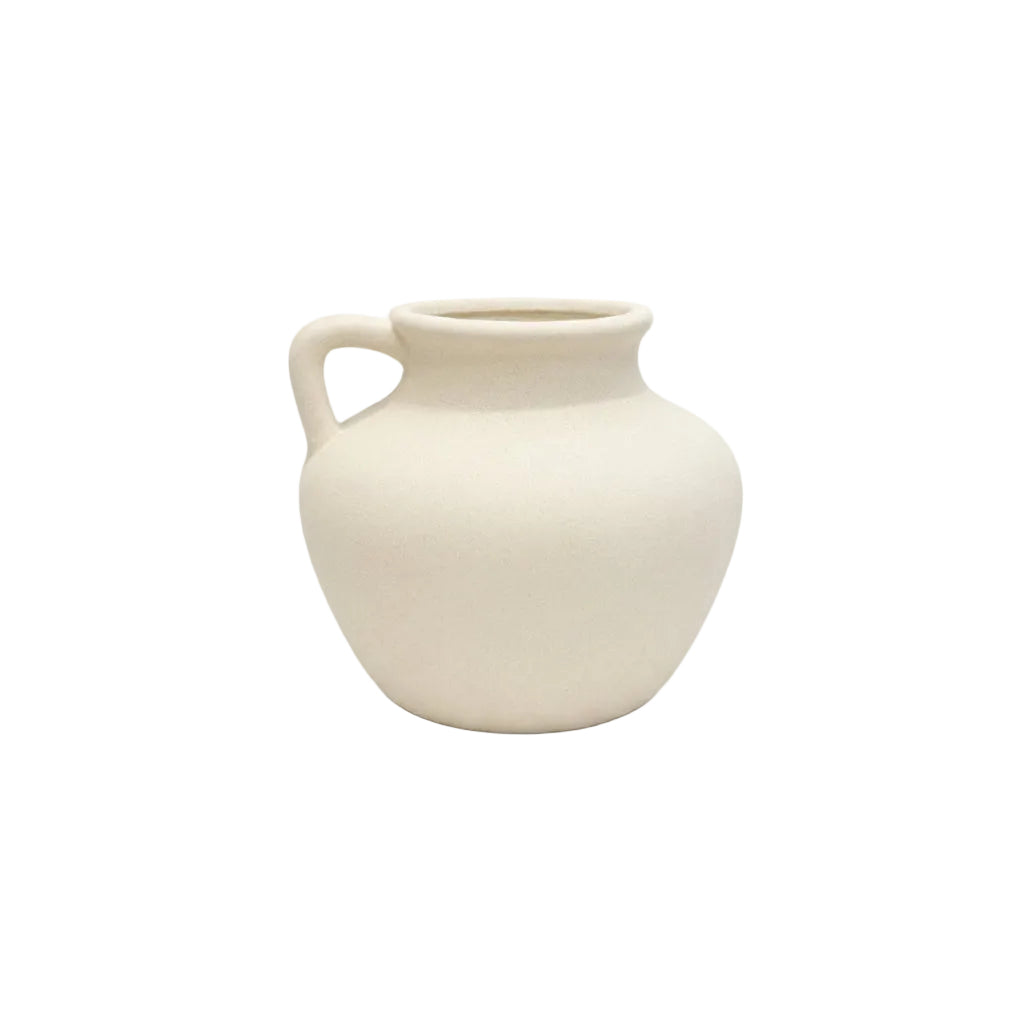 Yona Bellied Ceramic Vase with Single Loop Handle