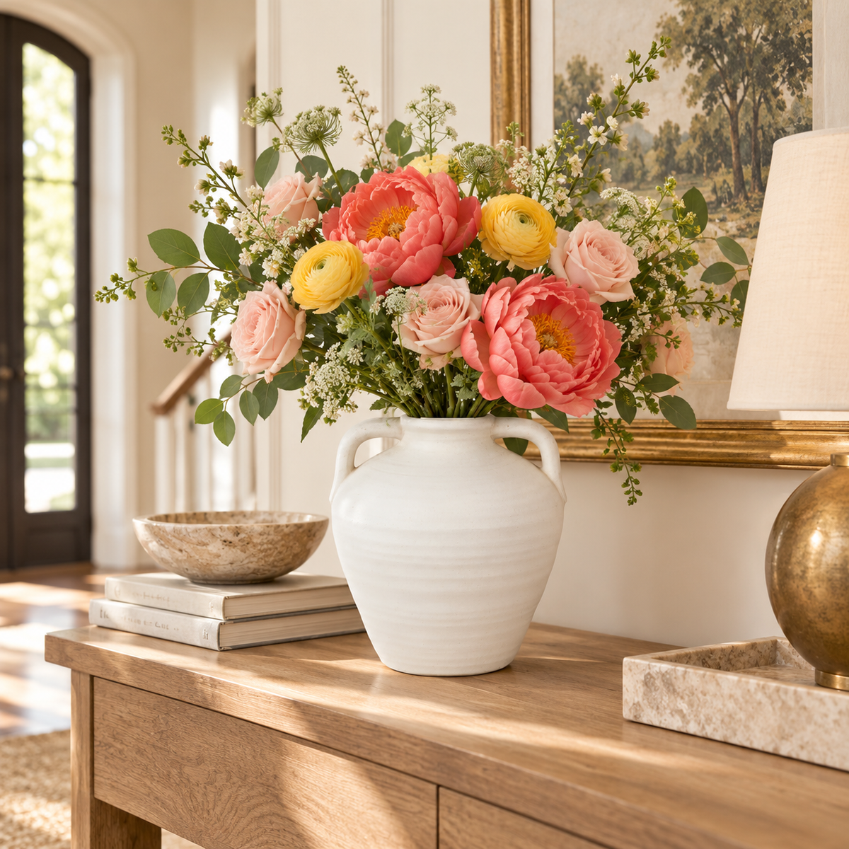 Katherine Bulbous Ceramic Vase with Dual Side Handles