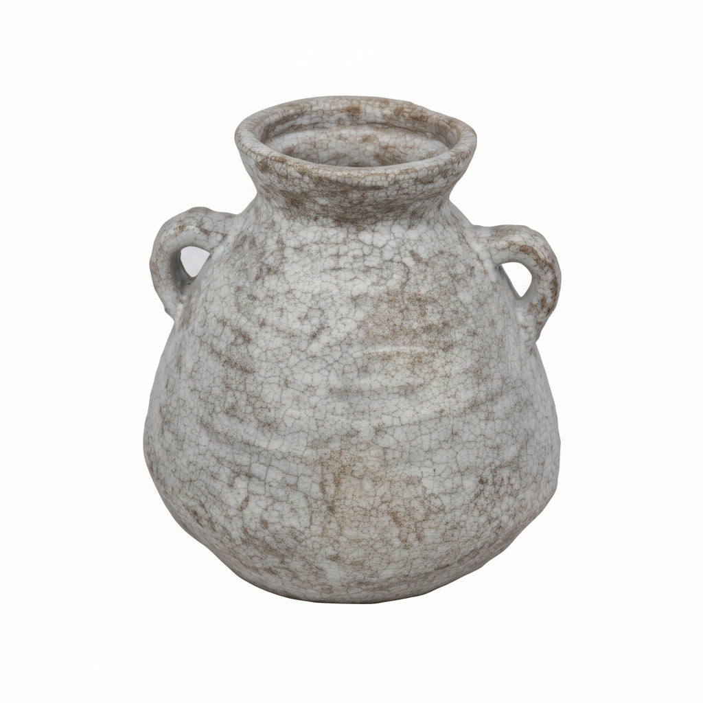 Fleur Round Ceramic Vase with Handles