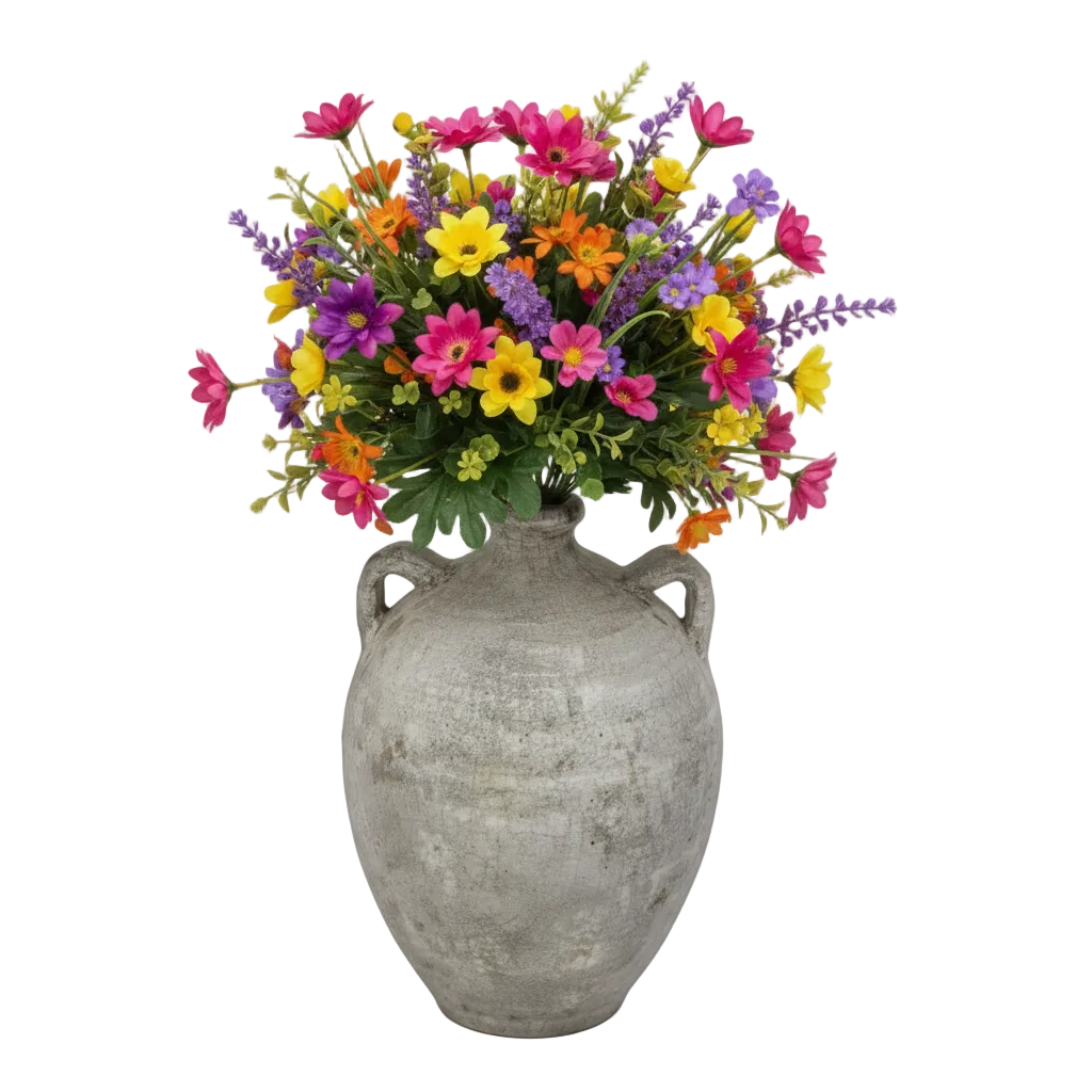 Delphine Weathered Ceramic Vase with Arched Handles