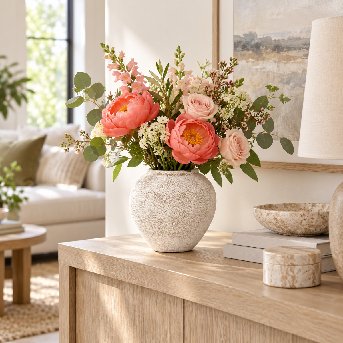 Adva Ceramic Rounded Matte Textured Vase