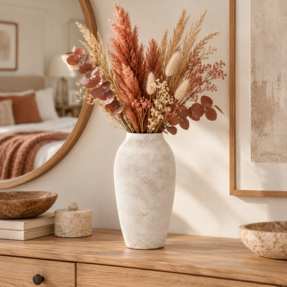 Laci Tall Ovoid Ceramic Vase with Textured Striations