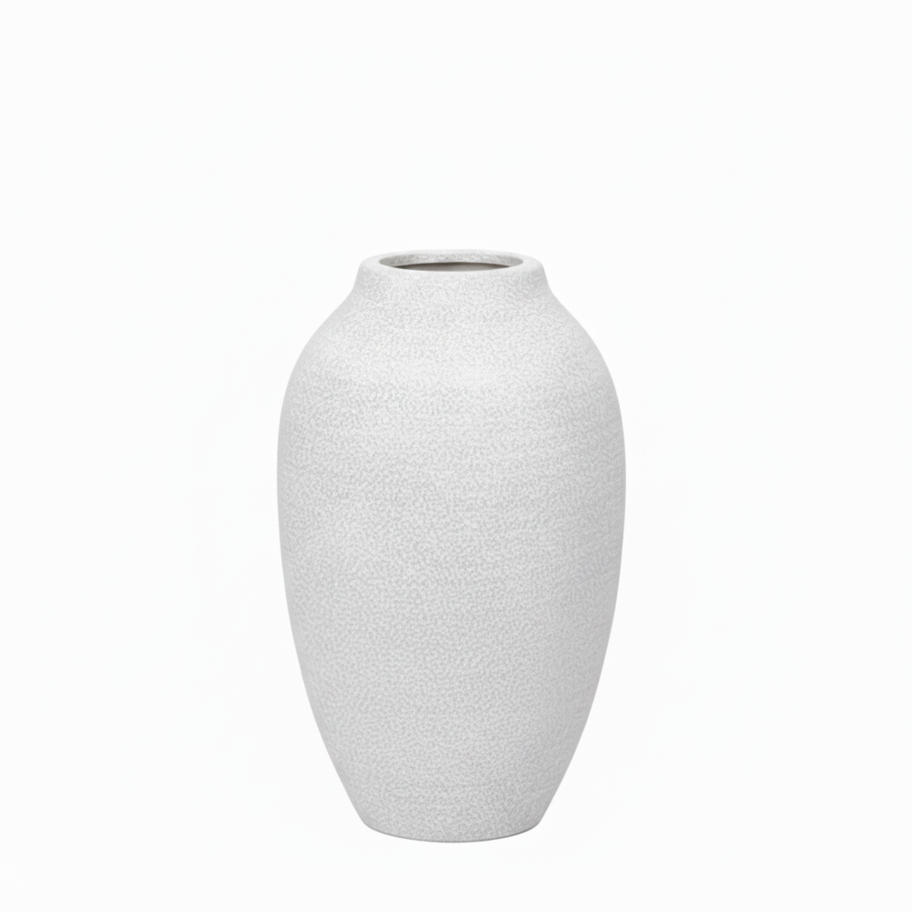 Laci Tall Ovoid Ceramic Vase with Textured Striations
