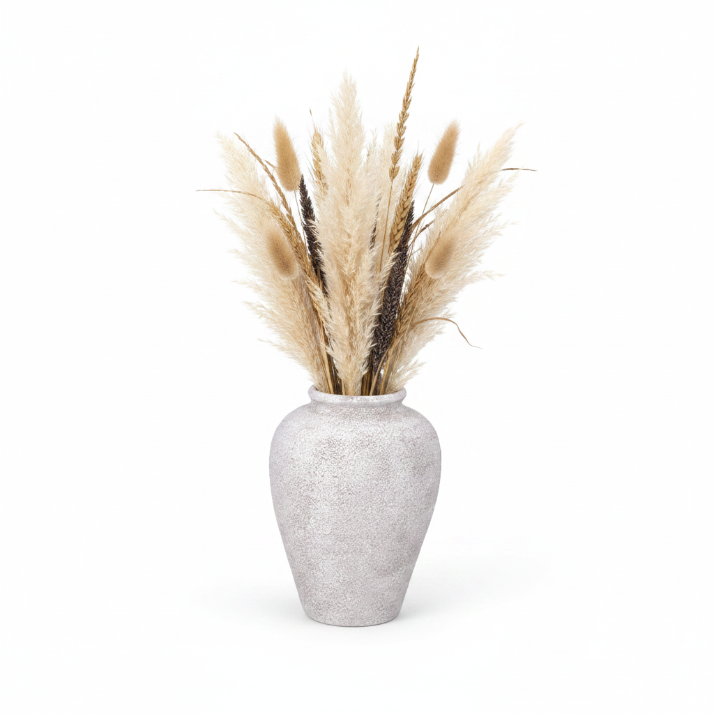 Dusti Ceramic Textured Vase with Rounded Body & Tapered Neck